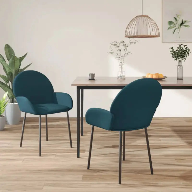 Eetkamerstoelen met hoogte armleuning en luxe fluweel design - Blauw / 2 - Eetkamerstoelen