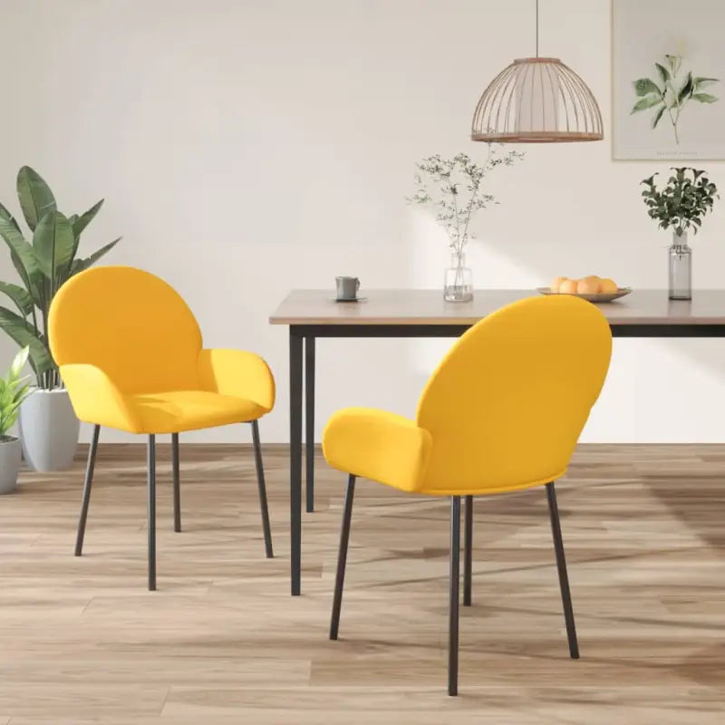 Eetkamerstoelen met hoogte armleuning en luxe fluweel design - Geel / 2 - Eetkamerstoelen