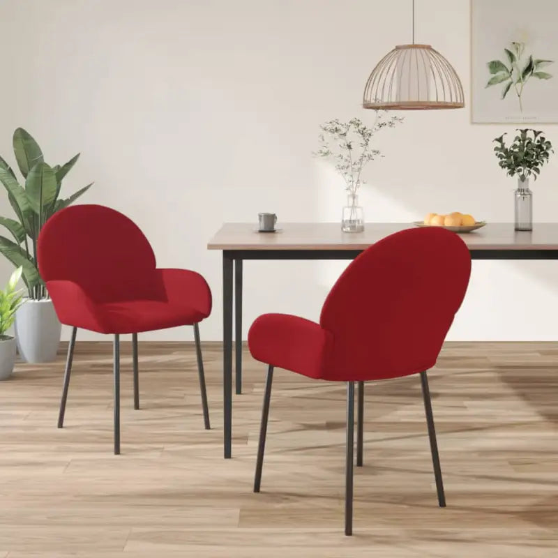 Eetkamerstoelen met hoogte armleuning en luxe fluweel design - Wijnrood / 2 - Eetkamerstoelen