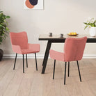 Eetkamerstoelen met hoogte armleuningen en elegant fluweel design - Roze / 2 - Eetkamerstoelen