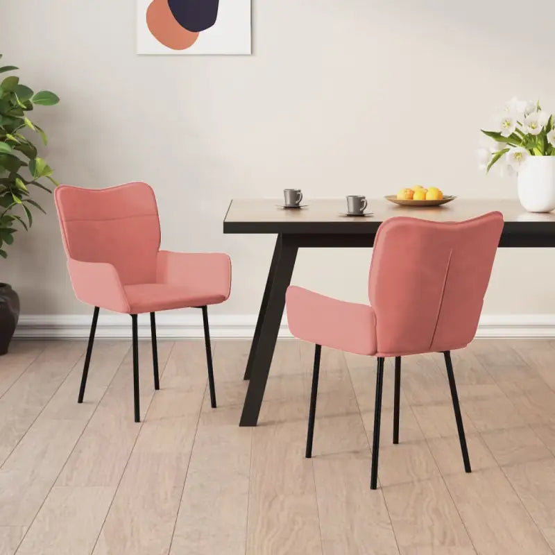 Eetkamerstoelen met hoogte armleuningen en elegant fluweel design - Roze / 2 - Eetkamerstoelen