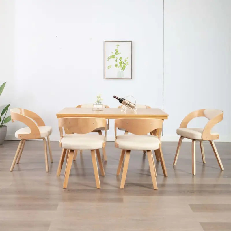 Eetkamerstoelen met houten frame levering bevat elegant en modern ontwerp - Crème en lichtbruin / 6 - Eetkamerstoelen