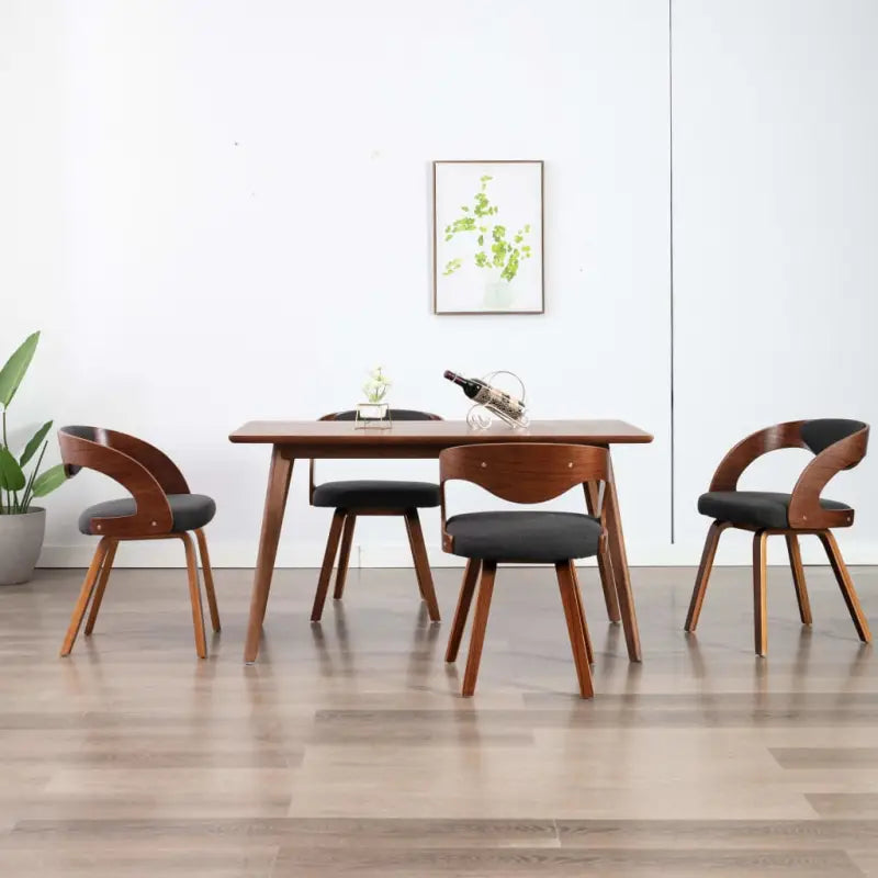 Eetkamerstoelen met houten frame levering bevat elegant en modern ontwerp - Grijs en donkerbruin / 4 - Eetkamerstoelen