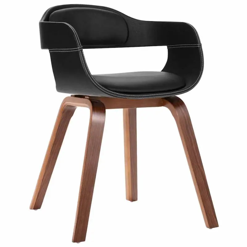 Eetkamerstoelen met kunstleren bekleding en walnoothouten frame - Zwart / 1 - Eetkamerstoelen