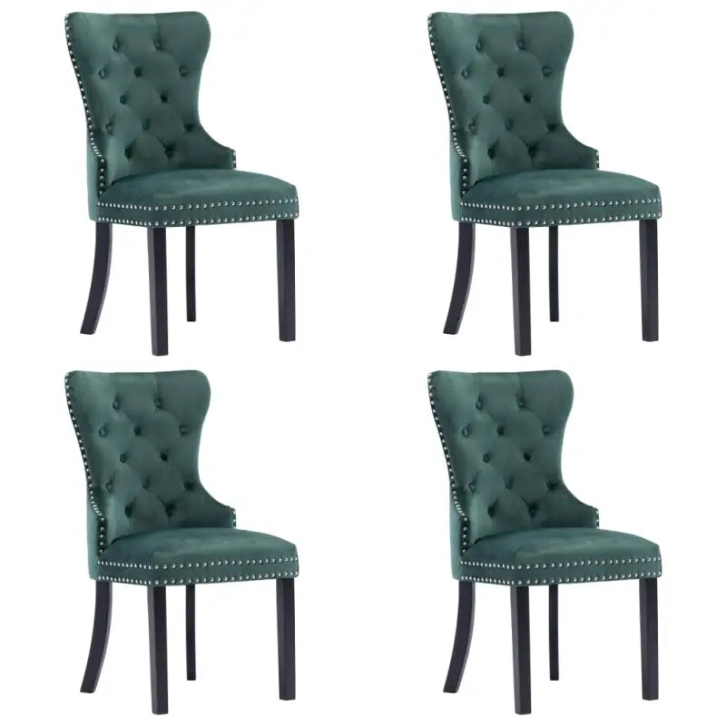 Eetkamerstoelen met massief rubberwood en zachte fluwelen bekleding - Donkergroen / 4 - Eetkamerstoelen