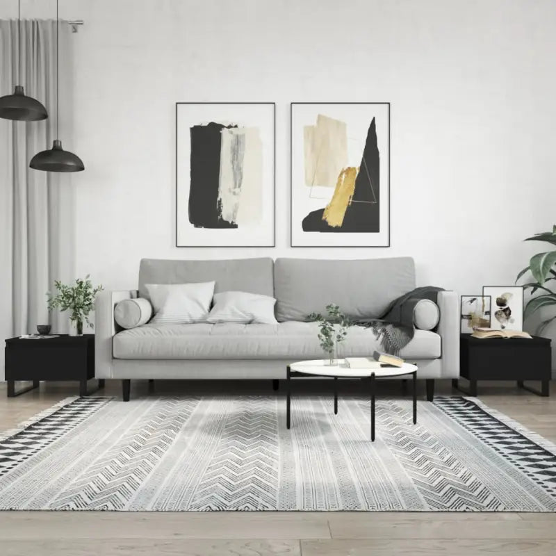 Eetkamertafel met bewerkt hout en metalen poten voor stijl en duurzaamheid - Zwart / 2 - Salontafels