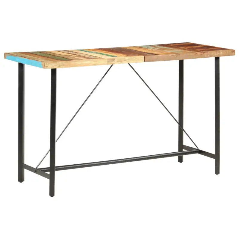 Eettafel met massief acaciahout en ijzeren frame voor gezellige avonden - Bruin / 1 / massief gerecycled hout