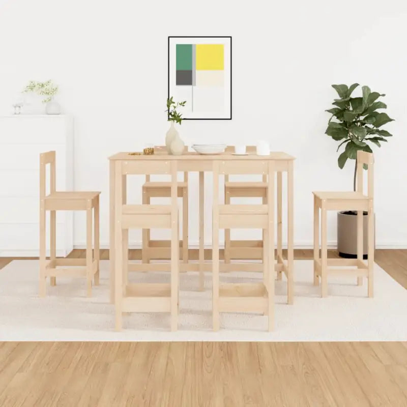 Eettafel met massief grenenhout voor gezellige maaltijden en wijnmomenten - Naturel - Eetkamersets