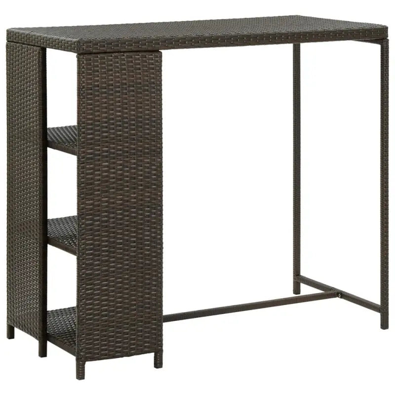Eettafel met opbergrek van PE-rattan en stalen frame - Bruin / 1 - Eettafels