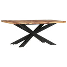 Eettafel van massief acaciahout met industrieel ontwerp - Eettafels