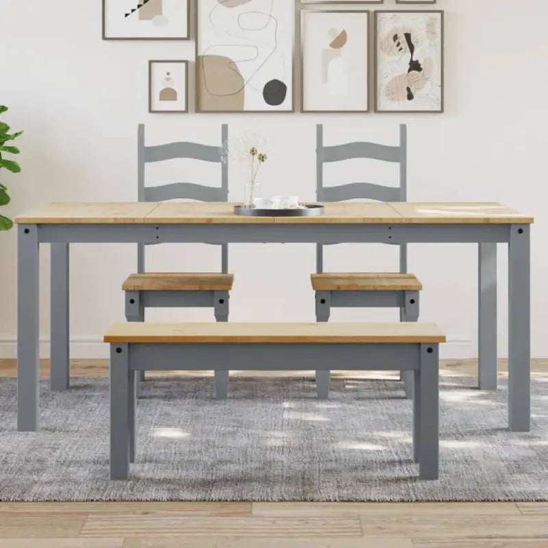 Eettafel van massief grenenhout eenvoudig schoon en minimalistisch - 1 / Grijs / 180 cm - Eettafels