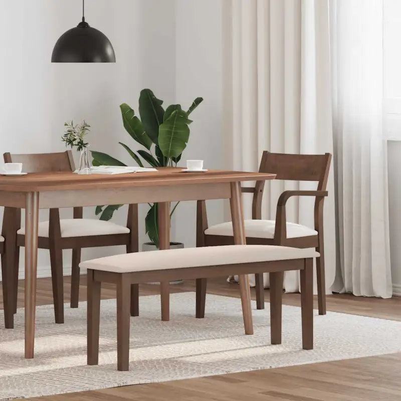 Eettafelbank met houten poten voor een comfortabele zitervaring - Bruin en licht - Keuken- & eettafelbanken