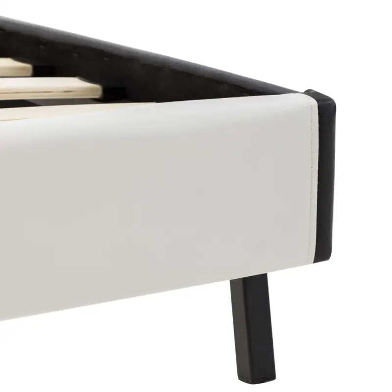 Elegant klassiek bedframe met gepoedercoat stalen poten en gevoerde hoes - Wit en zwart / 90 x 200 cm - Bedden &