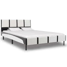 Elegant klassiek bedframe met gepoedercoat stalen poten en gevoerde hoes - Wit en zwart / 90 x 200 cm - Bedden &