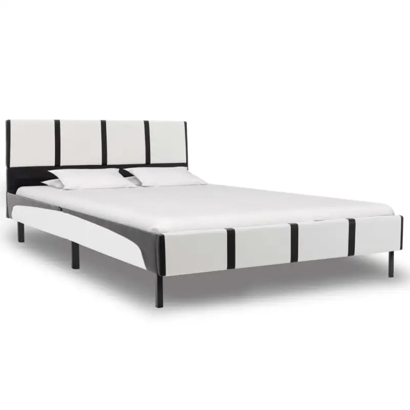 Elegant klassiek bedframe met gepoedercoat stalen poten en gevoerde hoes - Wit en zwart / 90 x 200 cm - Bedden &