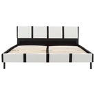 Elegant klassiek bedframe met gepoedercoat stalen poten en gevoerde hoes - Wit en zwart / 90 x 200 cm - Bedden &