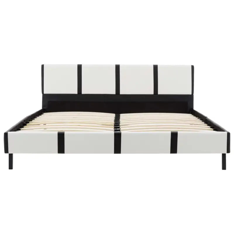 Elegant klassiek bedframe met gepoedercoat stalen poten en gevoerde hoes - Wit en zwart / 90 x 200 cm - Bedden &
