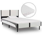 Elegant klassiek bedframe met gepoedercoat stalen poten en gevoerde hoes - Wit en zwart / 90 x 200 cm - Bedden &