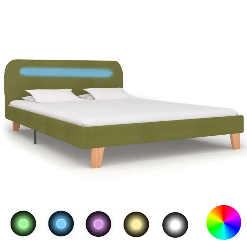 Elegant klassiek bedframe met kleurrijke LED-verlichting - Groen / 140 x 200 cm - Bedden & bedframes