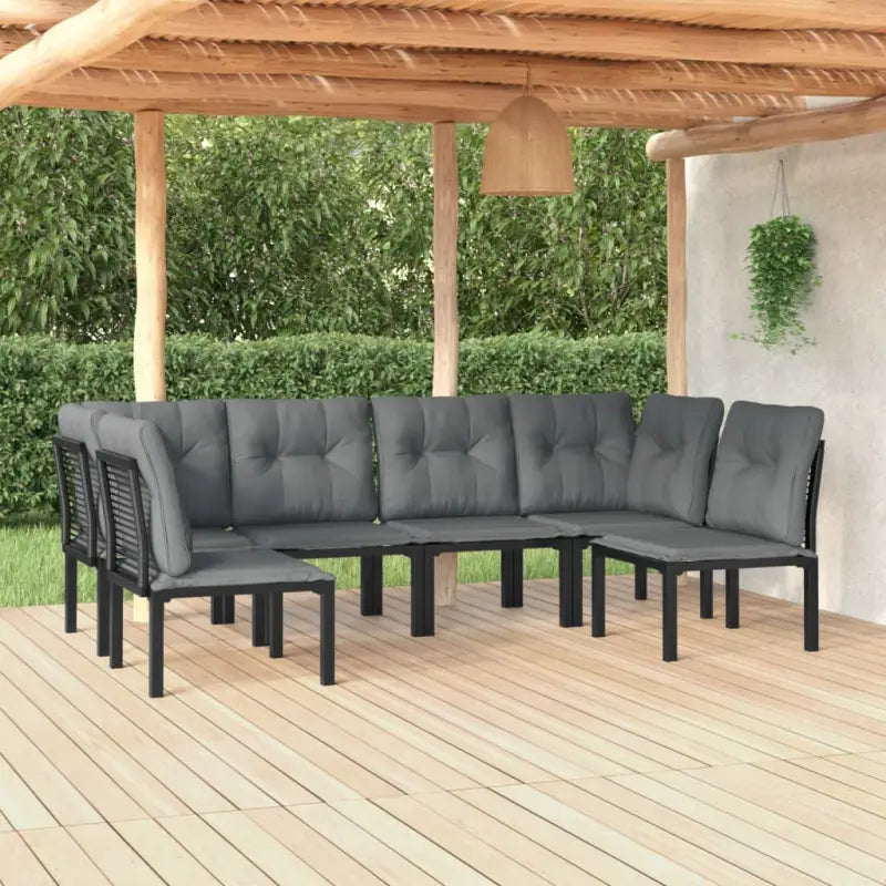 Elegant tuinset met weerbestendig PE-rattan en gepoedercoat staal afmetingen - 2x hoek + 4x midden - Tuinsets