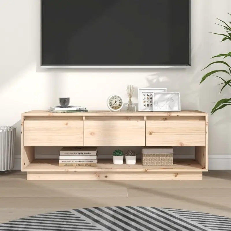 Elegant TV-Meubel van Massief Grenenhout met Strakke Lijnen - Naturel / 1 - Tv-meubels