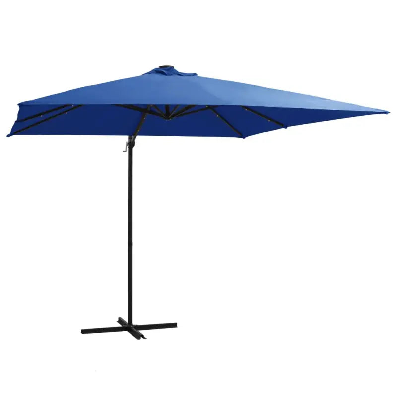 Elegante hangende parasol met LED-verlichting en stalen paal voor zorg ervoor tijdens zware regenval - azuurblauw / 250