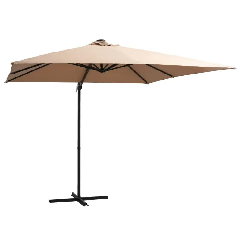 Elegante hangende parasol met LED-verlichting en stalen paal voor zorg ervoor tijdens zware regenval - Taupe / 250 x