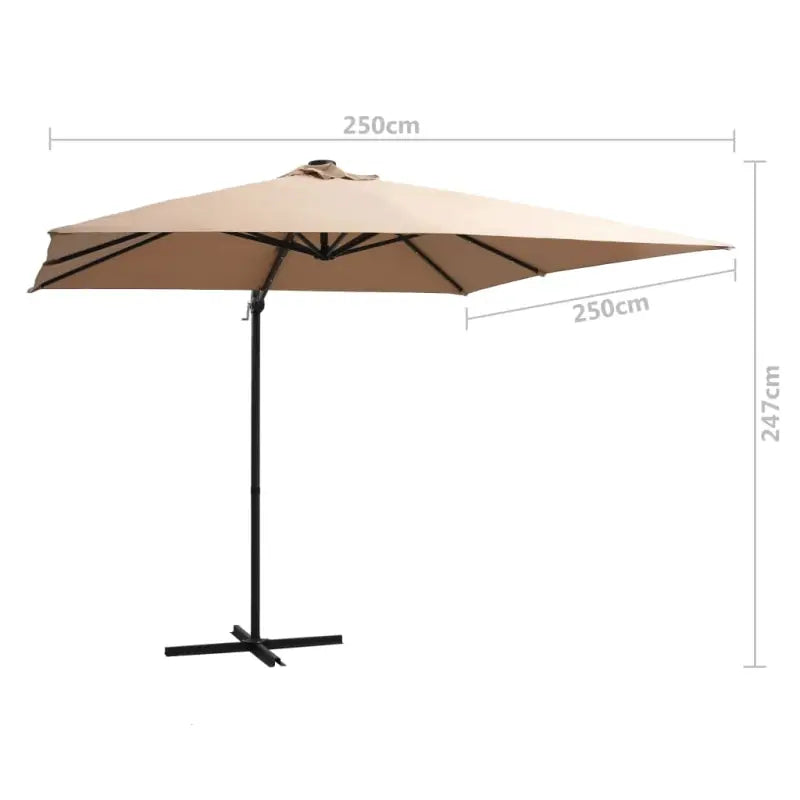 Elegante hangende parasol met LED-verlichting en stalen paal voor zorg ervoor tijdens zware regenval - Parasols