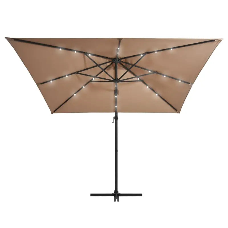 Elegante hangende parasol met LED-verlichting en stalen paal voor zorg ervoor tijdens zware regenval - Parasols