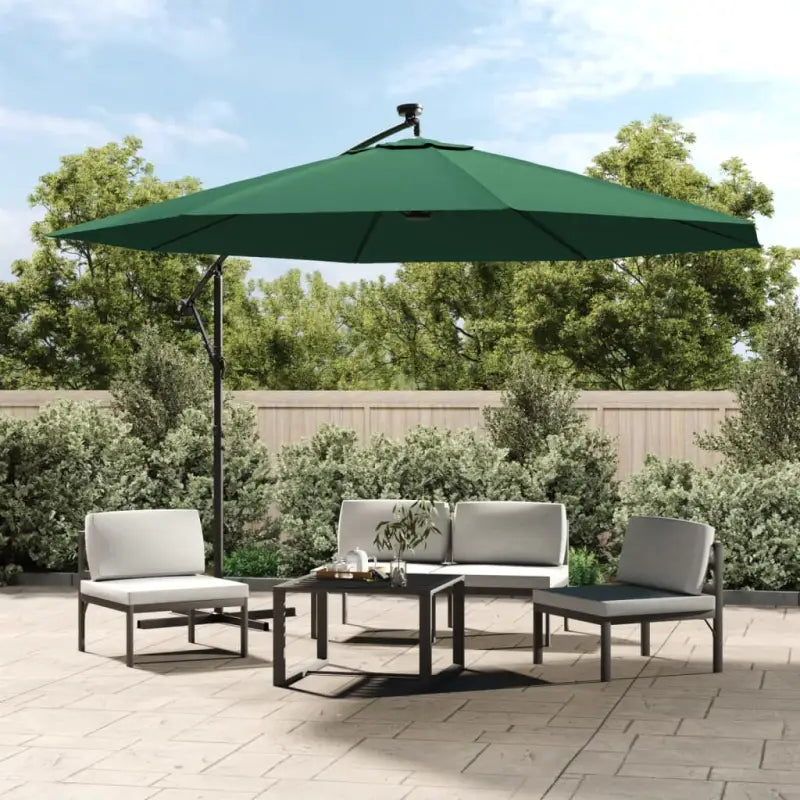 Elegante hangende parasol met LED-verlichting voor schaduw en UV-bescherming - Groen / 350 cm / 1 - Parasols
