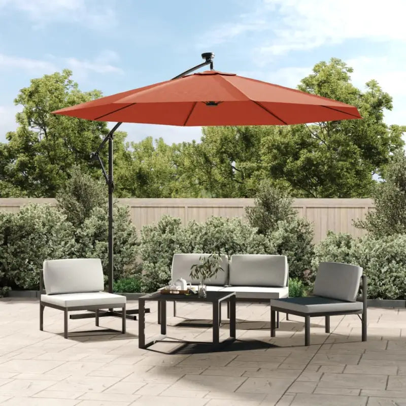 Elegante hangende parasol met LED-verlichting voor schaduw en UV-bescherming - Terracotta / 300 cm / 1 - Parasols