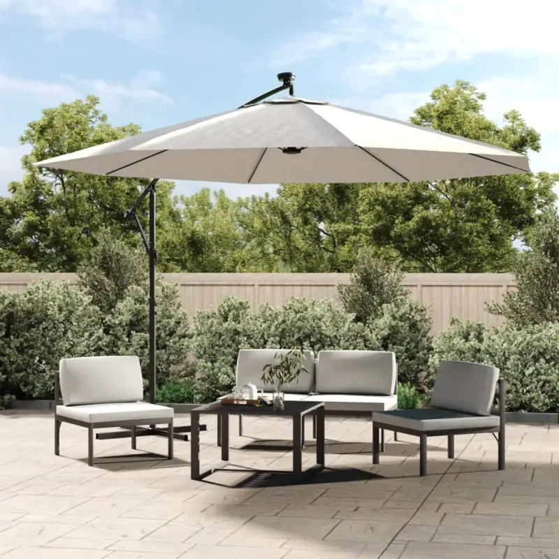 Elegante hangende parasol met LED-verlichting voor schaduw en UV-bescherming - Zand / 350 cm / 1 - Parasols