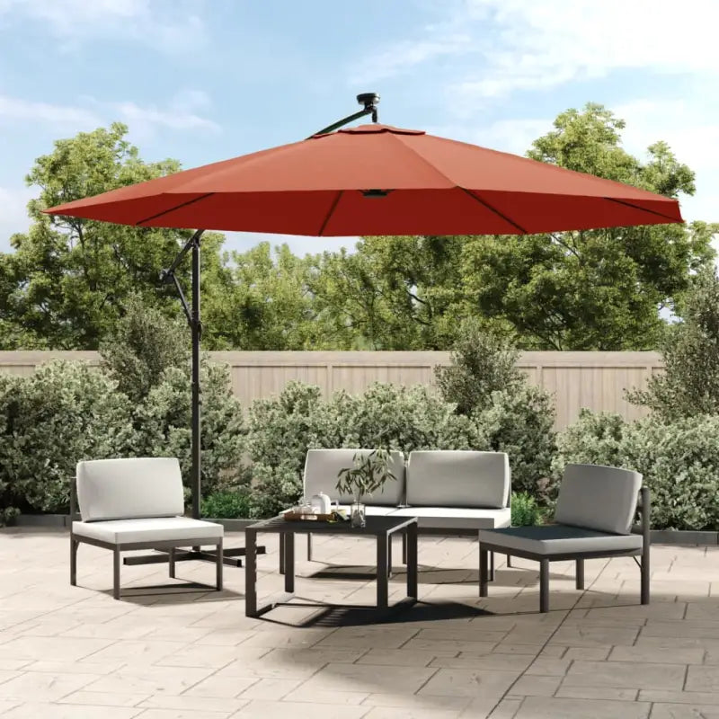 Elegante hangende parasol met LED-verlichting voor schaduw en UV-bescherming - Terracotta / 350 cm / 1 - Parasols