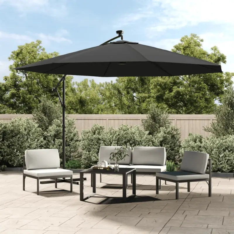 Elegante hangende parasol met LED-verlichting voor schaduw en UV-bescherming - Antraciet / 350 cm / 1 - Parasols