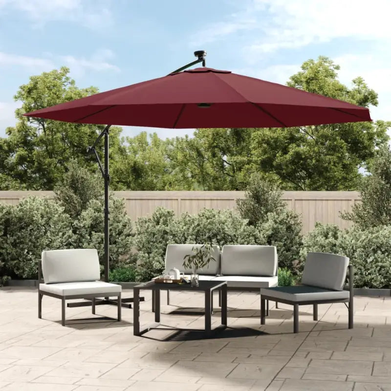 Elegante hangende parasol met LED-verlichting voor schaduw en UV-bescherming - Rood / 350 cm / 1 - Parasols