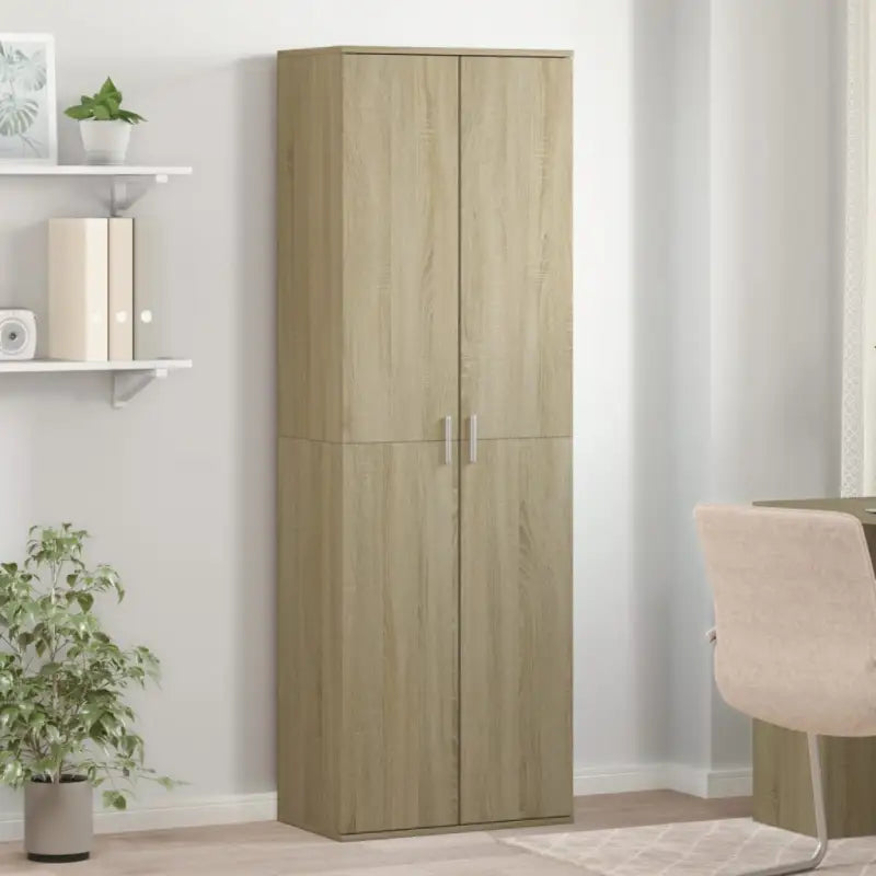 Elegante hoge kast van bewerkt hout die gemakkelijk schoon te maken - Grijs sonoma / 1 - Opbergkasten & lockerkasten