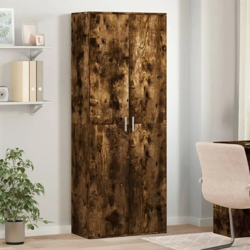 Elegante hoge kast van bewerkt hout die gemakkelijk schoon te maken - Gerookt eiken / 1 - Opbergkasten & lockerkasten