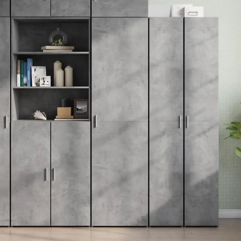 Elegante hoge kast van bewerkt hout voor een stijlvolle inrichting - Betongrijs / 1 - Dressoirs & buffetkasten