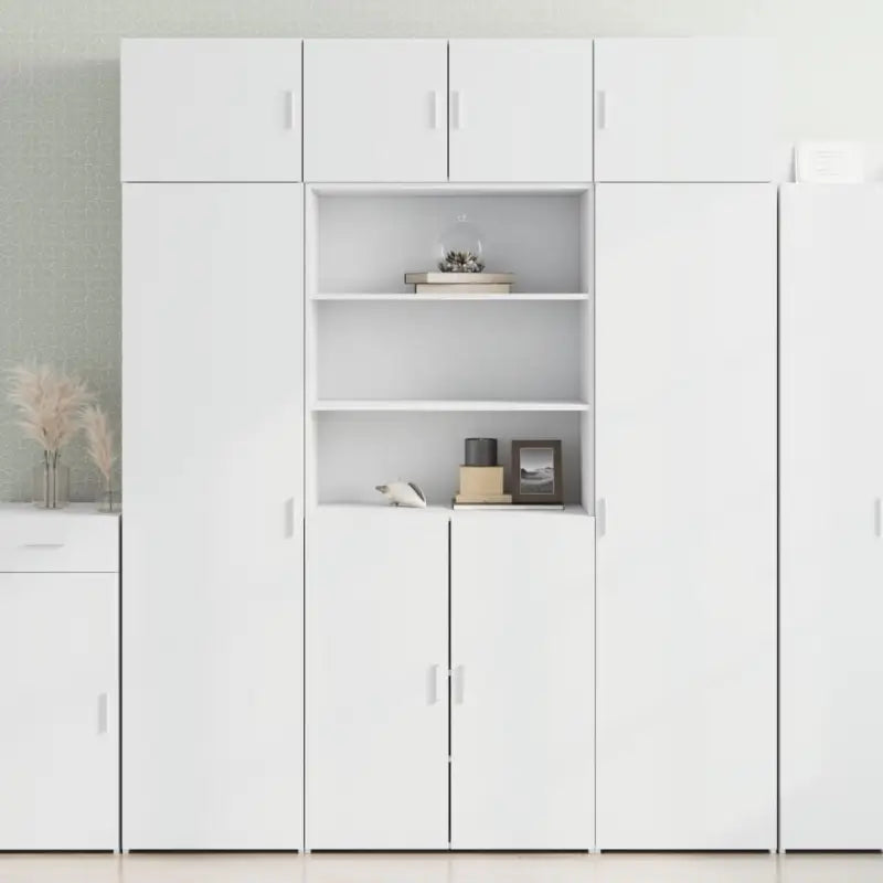 Elegante hoge kast van bewerkt hout voor een stijlvolle interieur uitstraling - Wit / 1 - Dressoirs & buffetkasten