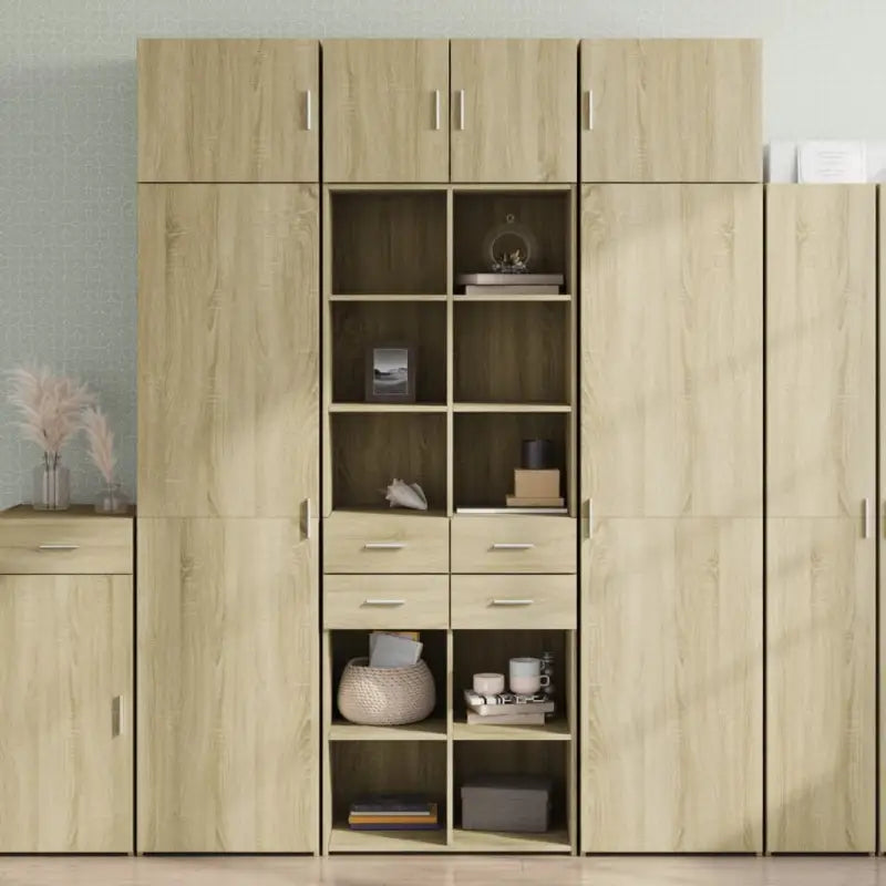 Elegante hoge kast van bewerkt hout voor jouw bestaande interieur - Sonoma eiken / 1 - Dressoirs & buffetkasten