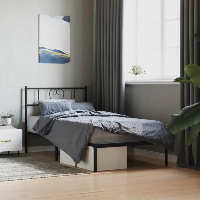 Elegante metalen bedframe met extra opbergruimte voor je slaapkamer - Zwart / 90 x 190 cm / met hoofdbord - Bedden &