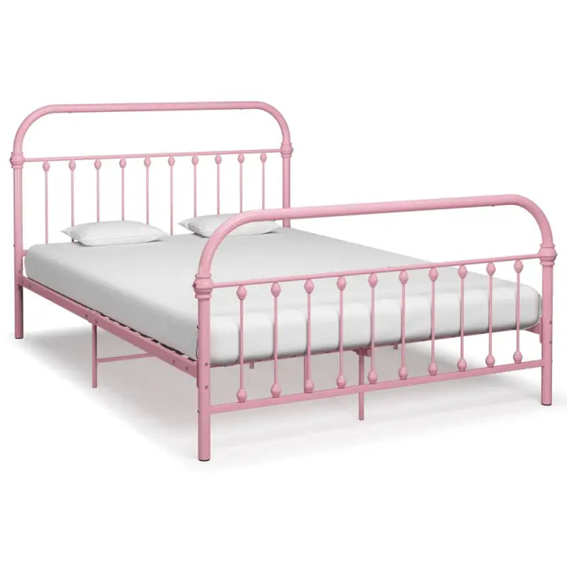 Elegante metalen bedframe met stevige constructie en comfortabel lattenbodem - Roze / 120 x 200 cm - Bedden & bedframes