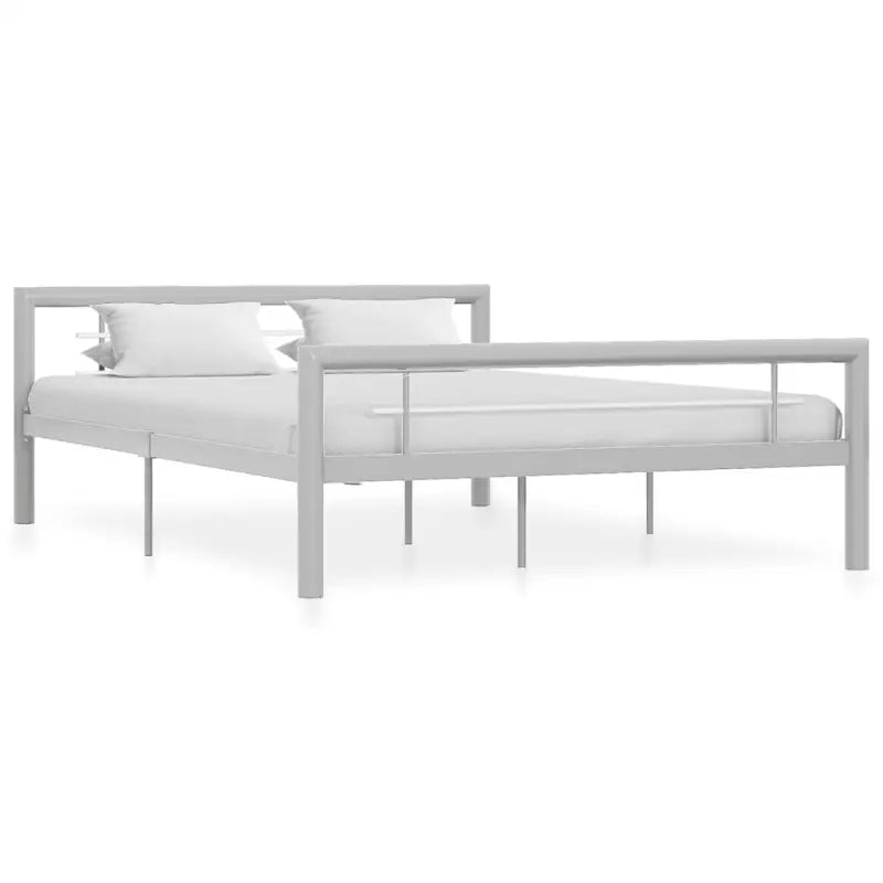 Elegante metalen bedframe met stevige ondersteuning - Grijs en wit / 140 x 200 cm - Bedden & bedframes