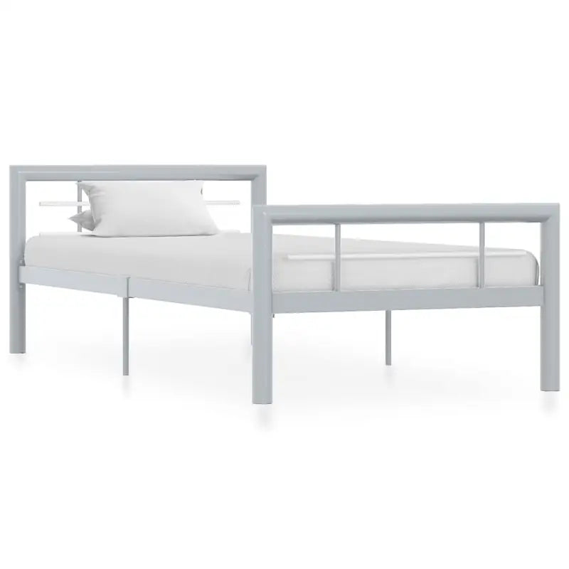 Elegante metalen bedframe met stevige ondersteuning - Grijs en wit / 90 x 200 cm - Bedden & bedframes