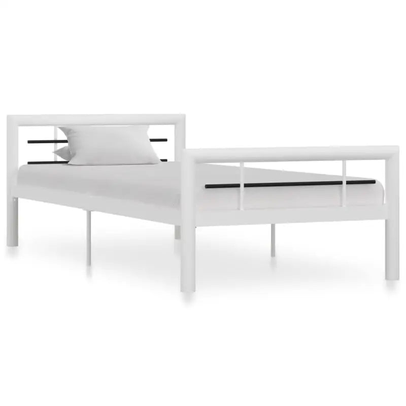 Elegante metalen bedframe met stevige ondersteuning - Wit en zwart / 90 x 200 cm - Bedden & bedframes