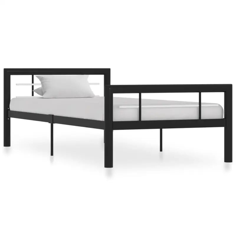 Elegante metalen bedframe met stevige ondersteuning - Zwart en wit / 90 x 200 cm - Bedden & bedframes