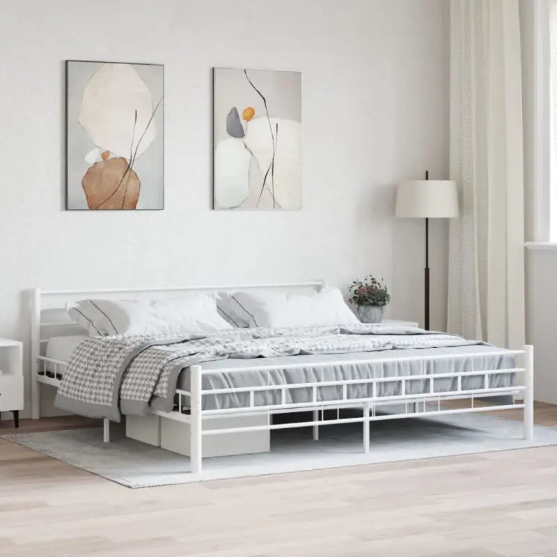 Elegante metalen bedframe met stevige staalconstructie - Wit / 200 x 200 cm - Bedden & bedframes