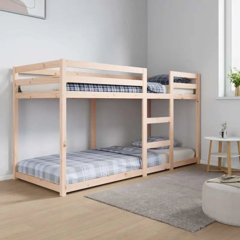 Elegante metalen stapelbed met massief grenenhout voor compacte kamers - Naturel / 80 x 200 cm - Bedden & bedframes