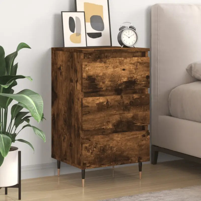 Elegante nachtkastjes van bewerkt hout in grijs Sonoma Eiken stijl - Gerookt eiken / 1 - Nachtkastjes