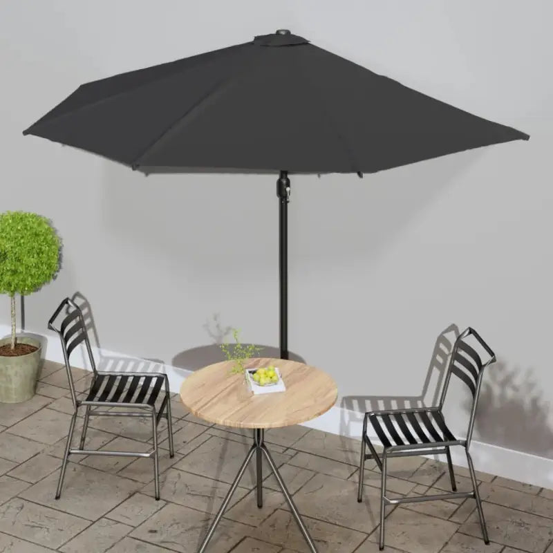 Elegante parasol met aluminium paal en stalen baleinen voor schaduw - Donkerzwart / 1 - Parasols en zonneschermen